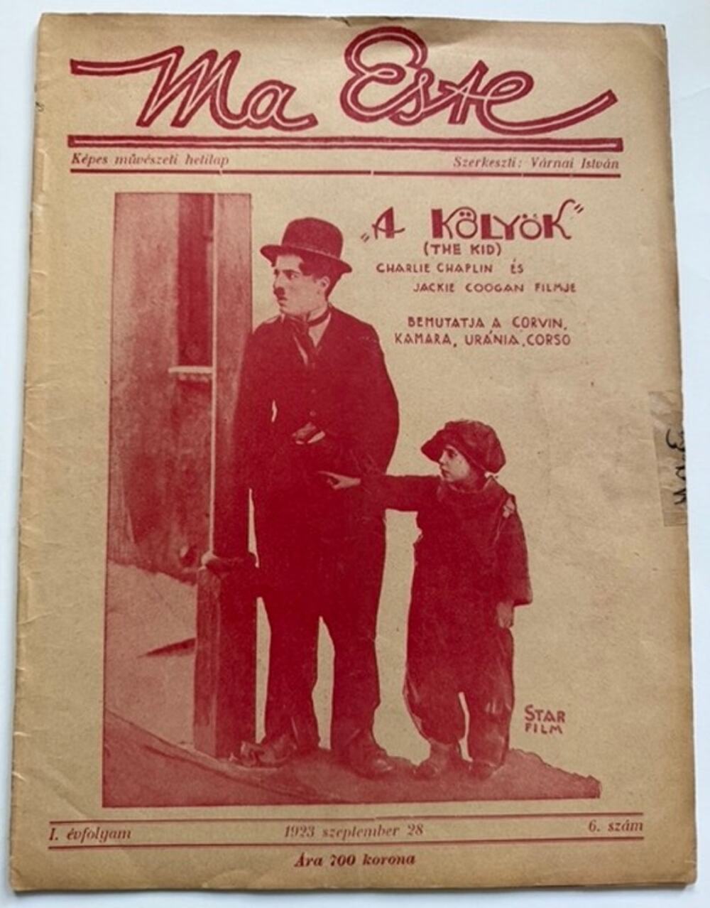 UBER RARE Hungarian 1923 Charlie Chaplin Magazine The Kid Charles Chaplin Coogan